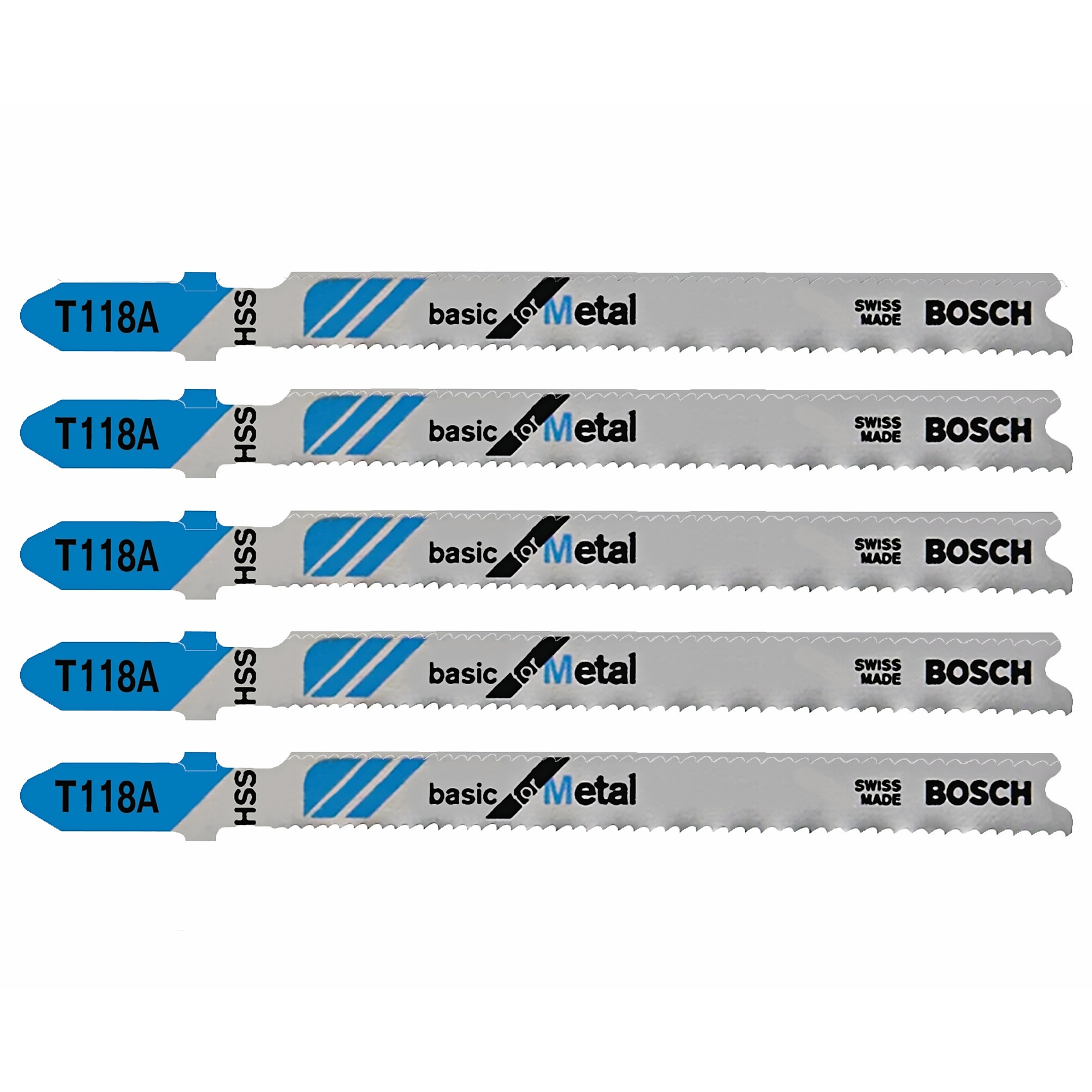 Bosch Basic for Metal T-Shank Jig Saw Blades — 3-5/8in., 17-24 TPI, 5-Pc., Model# T118A